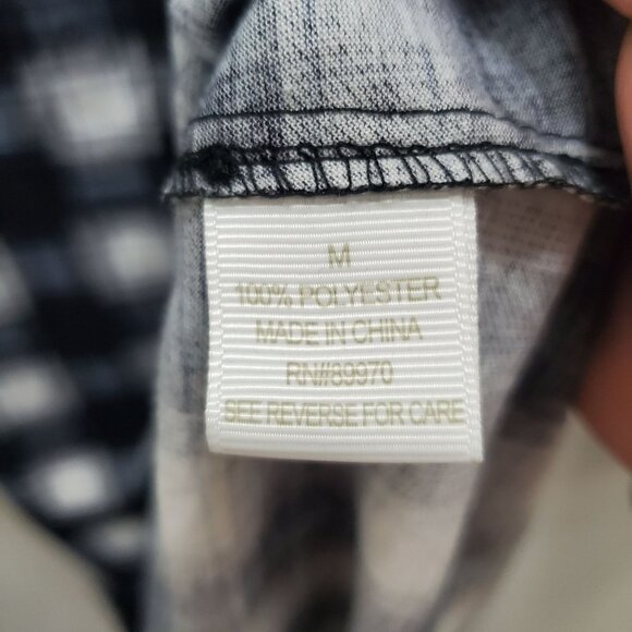 Eden‎ & Oliva Women's Navy White Plaid Roll Tab Belted Flannel Button Up Tunic M - Picture 10 of 11